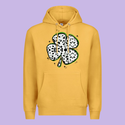 Four Leaf Clover Dalmatian Print Grunge Premium Hoodie Designed By Maliassmallbusiness