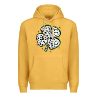 Mustard four leaf clover dalmatian print grunge Premium Hoodie - MaliasSmallBusiness