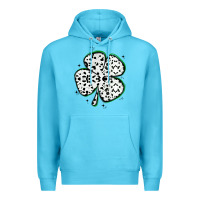 Ocean Blue four leaf clover dalmatian print grunge Premium Hoodie - MaliasSmallBusiness