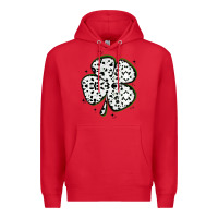 Red four leaf clover dalmatian print grunge Premium Hoodie - MaliasSmallBusiness