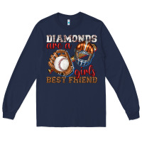 Navy diamonds are a girls best friend baseball Long Sleeve Tee - texasbilliewilder