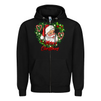 Black merry christmas santa Zipper Hoodie - RanaPortraitStore
