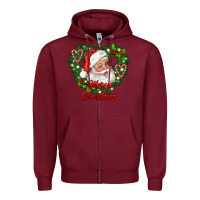 Burgundy merry christmas santa Zipper Hoodie - RanaPortraitStore