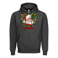 Charcoal Heather merry christmas santa Zipper Hoodie - RanaPortraitStore