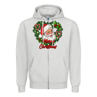 Dove Grey merry christmas santa Zipper Hoodie - RanaPortraitStore