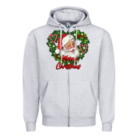 Heather Grey merry christmas santa Zipper Hoodie - RanaPortraitStore