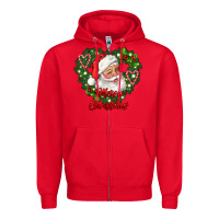 Red merry christmas santa Zipper Hoodie - RanaPortraitStore
