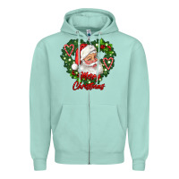 Seafoam merry christmas santa Zipper Hoodie - RanaPortraitStore