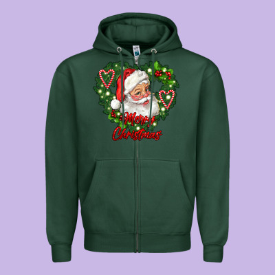 Merry Christmas Santa Zipper Hoodie Designed By Ranaportraitstore