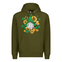 Army Green st patrick's day shamrock sunflowers gnome Premium Hoodie - MaliasSmallBusiness