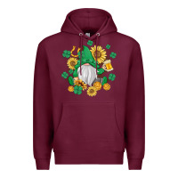 Burgundy st patrick's day shamrock sunflowers gnome Premium Hoodie - MaliasSmallBusiness