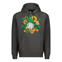 Charcoal Heather st patrick's day shamrock sunflowers gnome Premium Hoodie - MaliasSmallBusiness