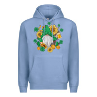 Colony Blue st patrick's day shamrock sunflowers gnome Premium Hoodie - MaliasSmallBusiness