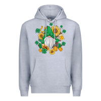Heather Grey st patrick's day shamrock sunflowers gnome Premium Hoodie - MaliasSmallBusiness
