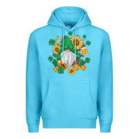 Ocean Blue st patrick's day shamrock sunflowers gnome Premium Hoodie - MaliasSmallBusiness