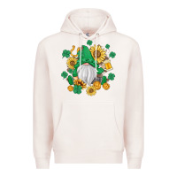Pale Pink st patrick's day shamrock sunflowers gnome Premium Hoodie - MaliasSmallBusiness