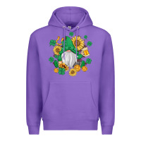Purple st patrick's day shamrock sunflowers gnome Premium Hoodie - MaliasSmallBusiness