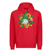 Red st patrick's day shamrock sunflowers gnome Premium Hoodie - MaliasSmallBusiness