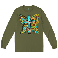 Army Green faith sunflower cross Long Sleeve Tee - Zillion Design Studio