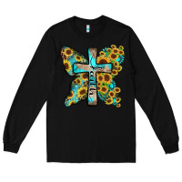 Black faith sunflower cross Long Sleeve Tee - Zillion Design Studio