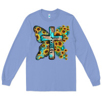 Colony Blue faith sunflower cross Long Sleeve Tee - Zillion Design Studio