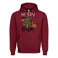 Burgundy merry and bright with cactus Zipper Hoodie - RanaPortraitStore