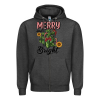 Charcoal Heather merry and bright with cactus Zipper Hoodie - RanaPortraitStore