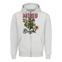 Merry And Bright With Cactus Zipper Hoodie | Teevron
