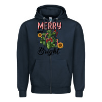 Navy merry and bright with cactus Zipper Hoodie - RanaPortraitStore
