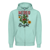 Seafoam merry and bright with cactus Zipper Hoodie - RanaPortraitStore
