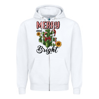 White merry and bright with cactus Zipper Hoodie - RanaPortraitStore
