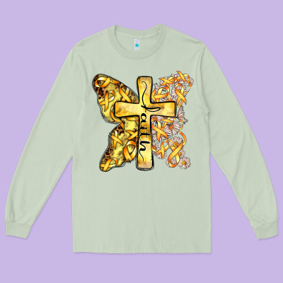 Faith Child Cancer Cross Long Sleeve Tee Designed By Zillion Design Studio
