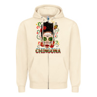 Mexicana Skull Girl Messy Bun Zipper Hoodie | Teevron