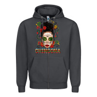 Smoke Mexicana Skull Girl Messy Bun Zipper Hoodie - texasbilliewilder