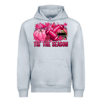 Heather Grey Tis' the season Football Breast Cancer Urban Hoodie - NancyCooperArtShop