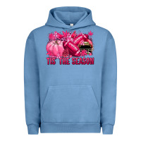 Pigment Pebble Blue Tis' the season Football Breast Cancer Urban Hoodie - NancyCooperArtShop