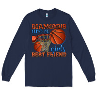 Navy diamonds are a girls best friend basketball Long Sleeve Tee - texasbilliewilder