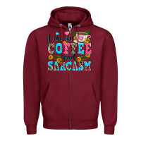 Burgundy i run on coffee and sarcasm Zipper Hoodie - Zillion Design Studio