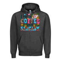 Charcoal Heather i run on coffee and sarcasm Zipper Hoodie - Zillion Design Studio