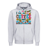Heather Grey i run on coffee and sarcasm Zipper Hoodie - Zillion Design Studio