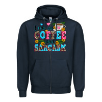 Navy i run on coffee and sarcasm Zipper Hoodie - Zillion Design Studio
