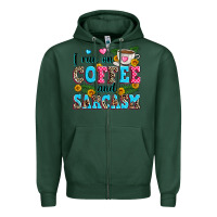Sports Green i run on coffee and sarcasm Zipper Hoodie - Zillion Design Studio