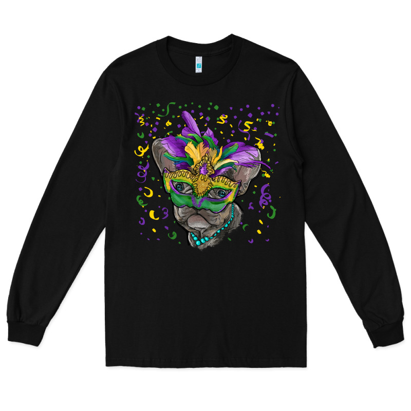 Mardi Gras Mask French Bulldog Long Sleeve Tee by RanaPortraitStore | Teevron