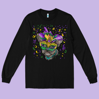 Long Sleeve Tee Mardi gras mask french bulldog