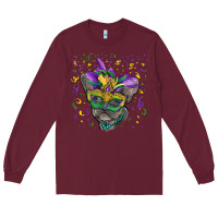Burgundy Mardi gras mask french bulldog Long Sleeve Tee - RanaPortraitStore