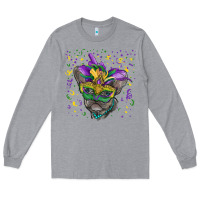 Heather Grey Mardi gras mask french bulldog Long Sleeve Tee - RanaPortraitStore