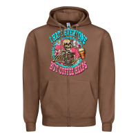 Chestnut i hate everyone but coffee helps Zipper Hoodie - Zillion Design Studio