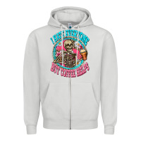 Dove Grey i hate everyone but coffee helps Zipper Hoodie - Zillion Design Studio