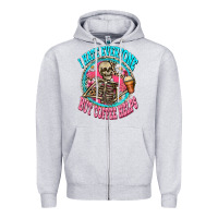 Heather Grey i hate everyone but coffee helps Zipper Hoodie - Zillion Design Studio