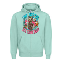 Seafoam i hate everyone but coffee helps Zipper Hoodie - Zillion Design Studio